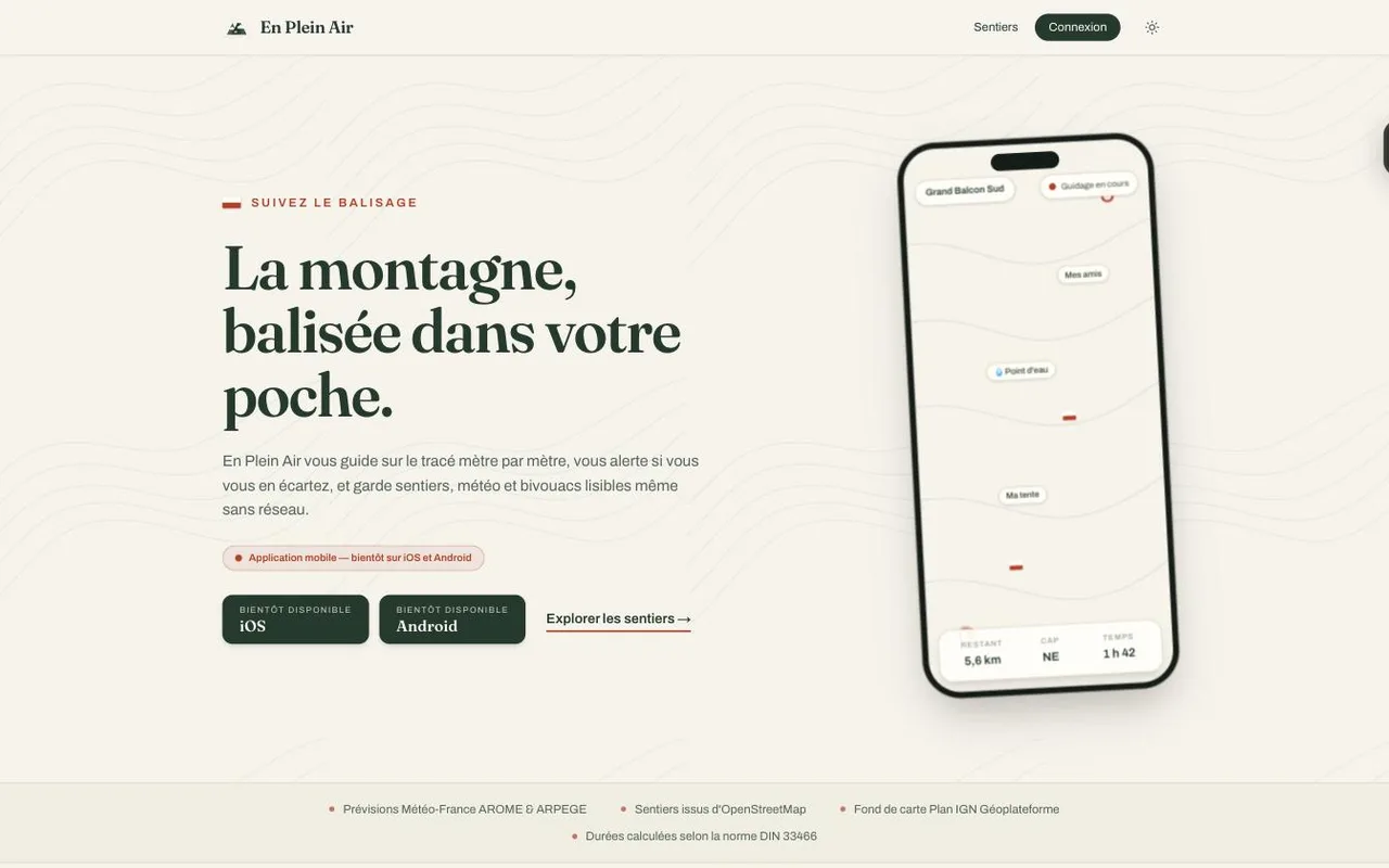 Aperçu de l’app En Plein Air