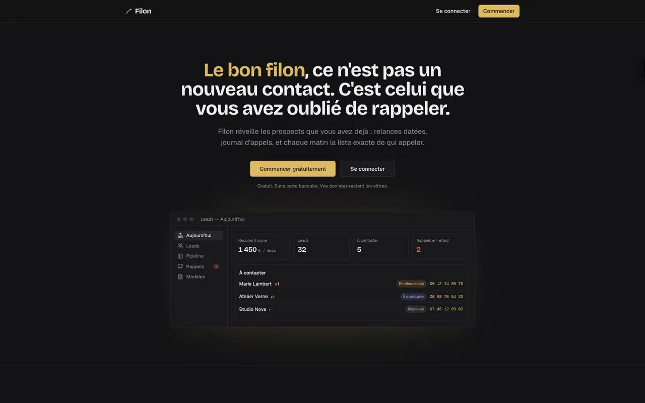 Aperçu de l’app Filon