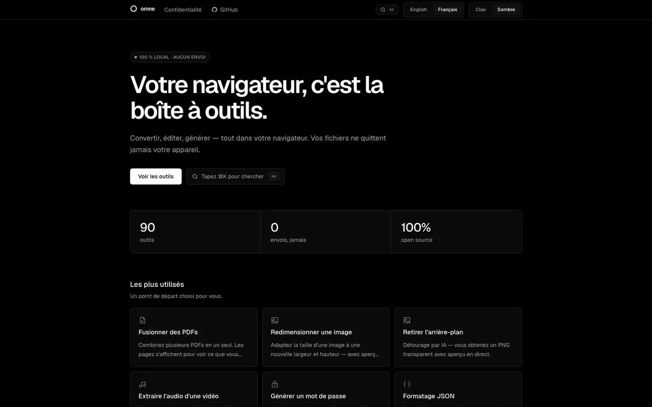 Aperçu de l’app omne